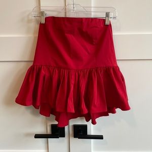 J. Crew strapless NWY red cropped satin top